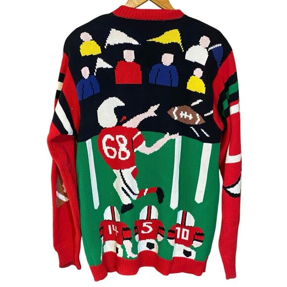 Vintage Jack B. Quick Football Cardigan Sweater 80s Sports Knit Medium hong kong - Picture 2 of 11